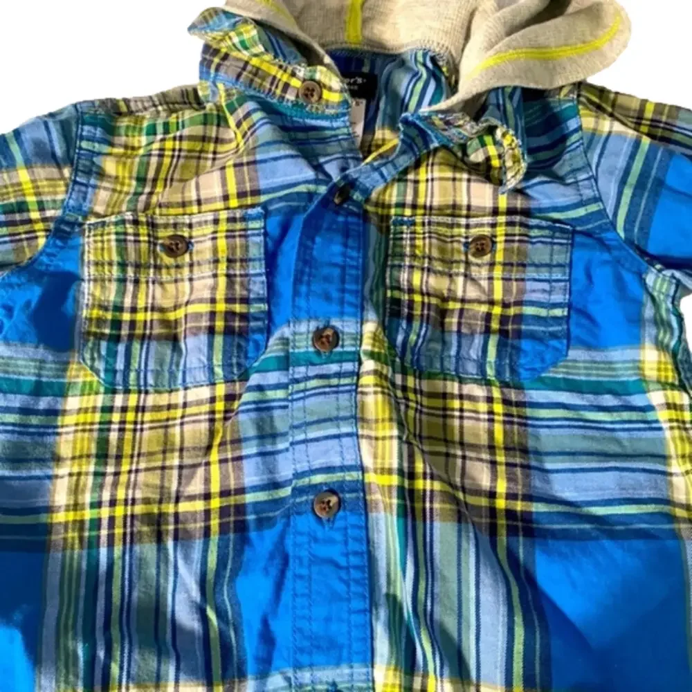 Carters Boys Hooded Button Up Shirt